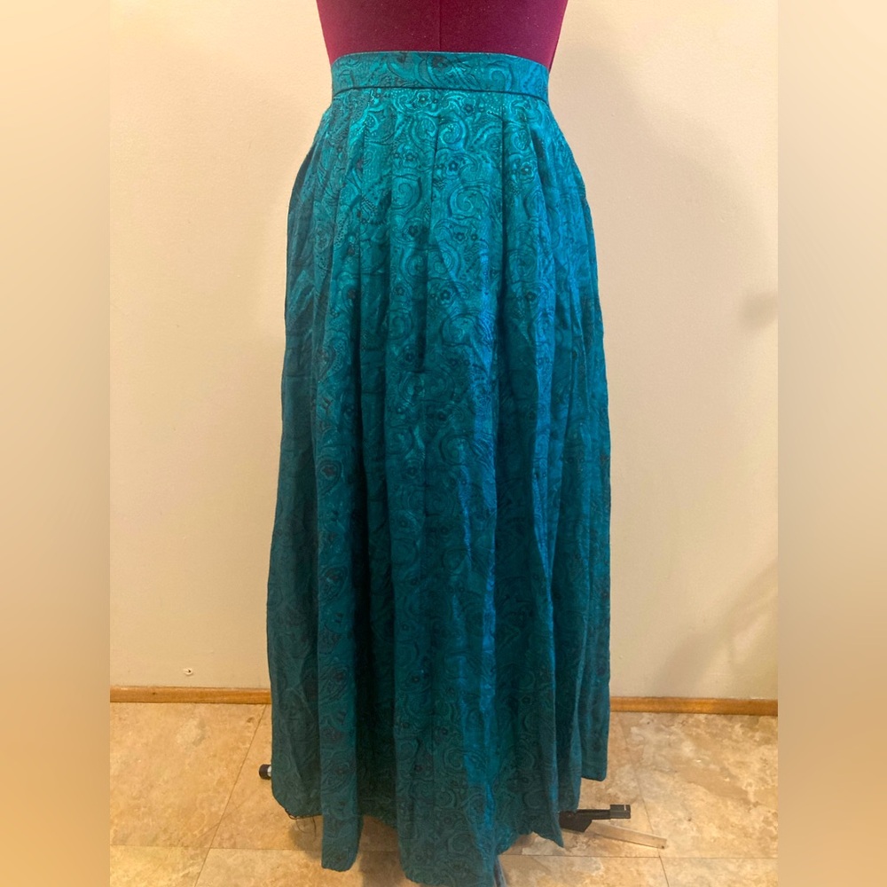 Teal blue paisley skirt